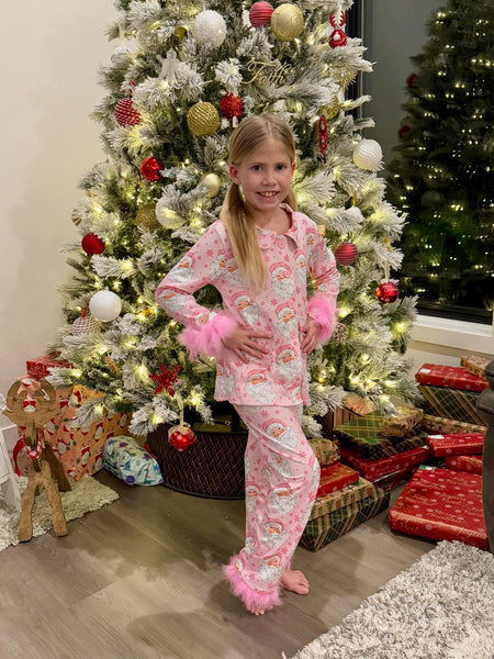 Pink Fancy Santa Fur Pajamas