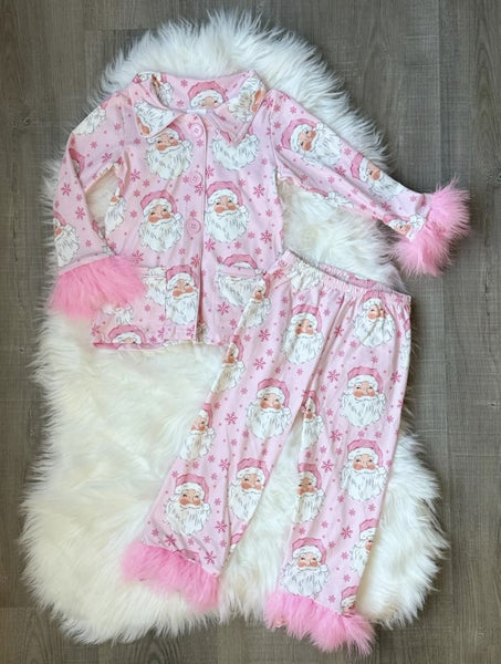 Pink Fancy Santa Fur Pajamas